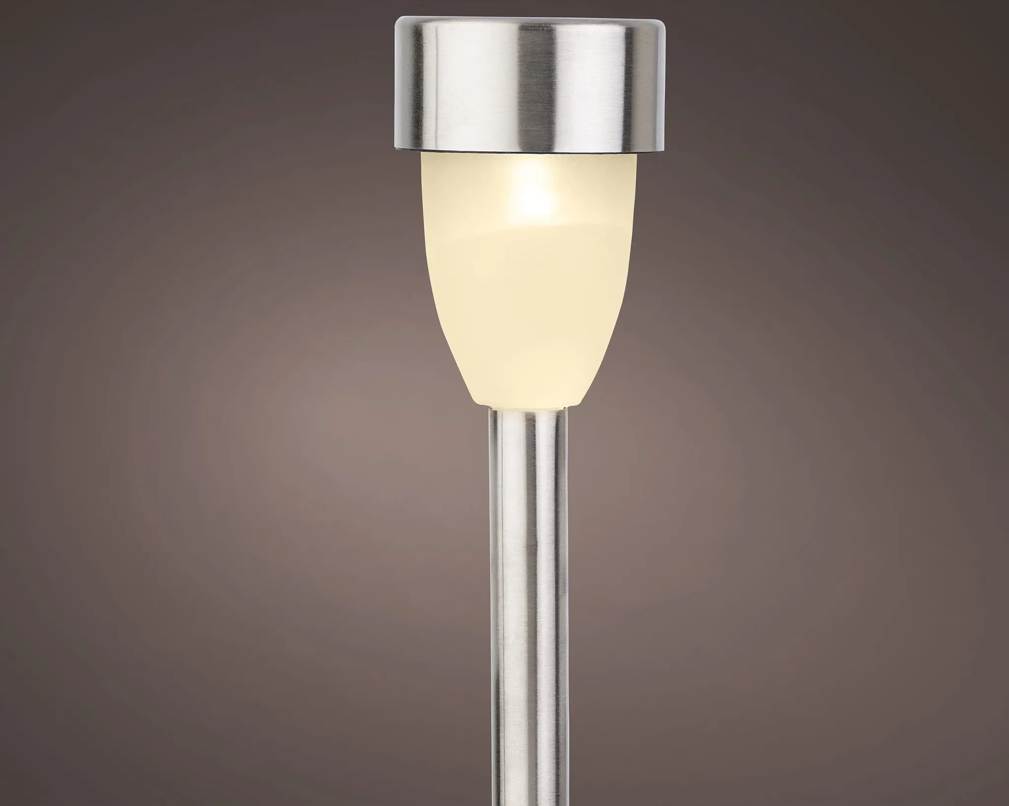 Lumineo LED Solar-Stablampe Ø 5,5 cm, Höhe 26 cm, warmweiß, Edelstahl